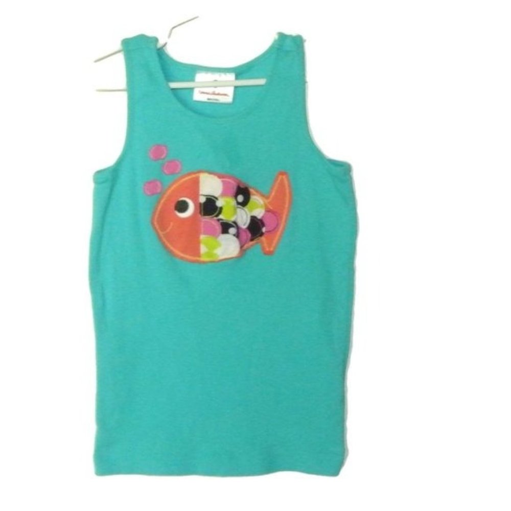Hanna Andersson Ribbed Blue Applique Fish Tank Top‎